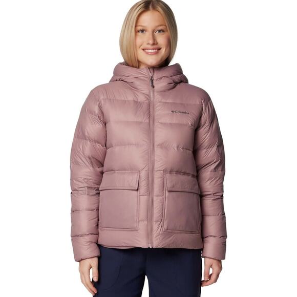 New‎ Columbia Harmony Falls Hooded Down Zip Jacket Women's L Fig Puffer Purple - Picture 1 of 8